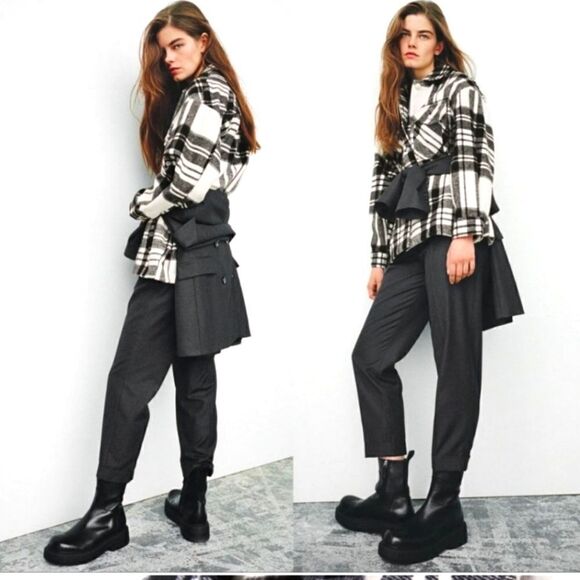 Zara plaid shacket oversized pockets shirt jacket new without tag - Picture 1 of 16